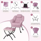 Poltrona reclinabile, sedie moderne da salotto, poltrona ergonomica da lettura con braccioli, poltrona comoda con poggiapiedi per camera da letto e ufficio