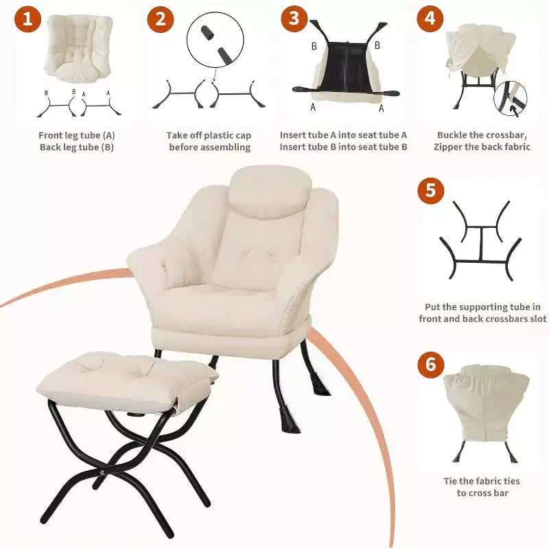 Poltrona reclinabile, sedie moderne da salotto, poltrona ergonomica da lettura con braccioli, poltrona comoda con poggiapiedi per camera da letto e ufficio