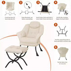 Poltrona reclinabile, sedie moderne da salotto, poltrona ergonomica da lettura con braccioli, poltrona comoda con poggiapiedi per camera da letto e ufficio