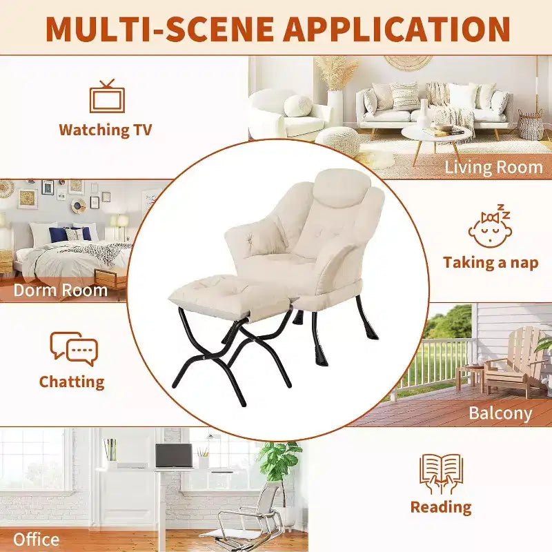 Poltrona reclinabile, sedie moderne da salotto, poltrona ergonomica da lettura con braccioli, poltrona comoda con poggiapiedi per camera da letto e ufficio