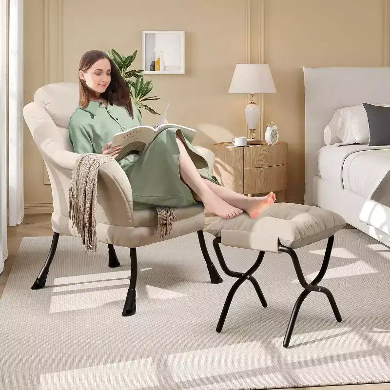 Poltrona reclinabile, sedie moderne da salotto, poltrona ergonomica da lettura con braccioli, poltrona comoda con poggiapiedi per camera da letto e ufficio
