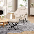Lazy Chair Modern Living Room Chairs, Ergonomic Reading Chair with Armrests, Comfy Chair with Ottoman for Bedroom Office