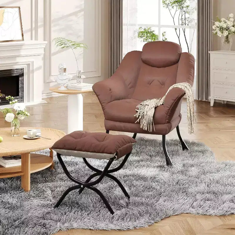 Poltrona reclinabile, sedie moderne da salotto, poltrona ergonomica da lettura con braccioli, poltrona comoda con poggiapiedi per camera da letto e ufficio