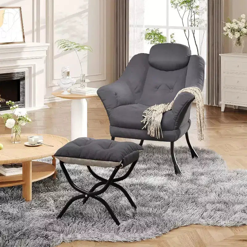 Poltrona reclinabile, sedie moderne da salotto, poltrona ergonomica da lettura con braccioli, poltrona comoda con poggiapiedi per camera da letto e ufficio