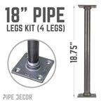Pipe Decor da 3/4 in. x 18 in., Gambe per Tavolo con Flangia Quadrata - Confezione da 4