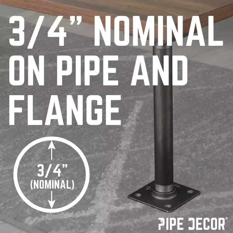 Pipe Decor da 3/4 in. x 18 in., Gambe per Tavolo con Flangia Quadrata - Confezione da 4