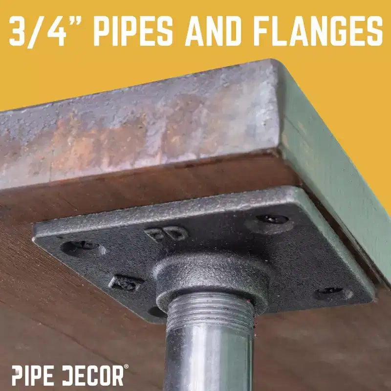 Pipe Decor da 3/4 in. x 18 in., Gambe per Tavolo con Flangia Quadrata - Confezione da 4