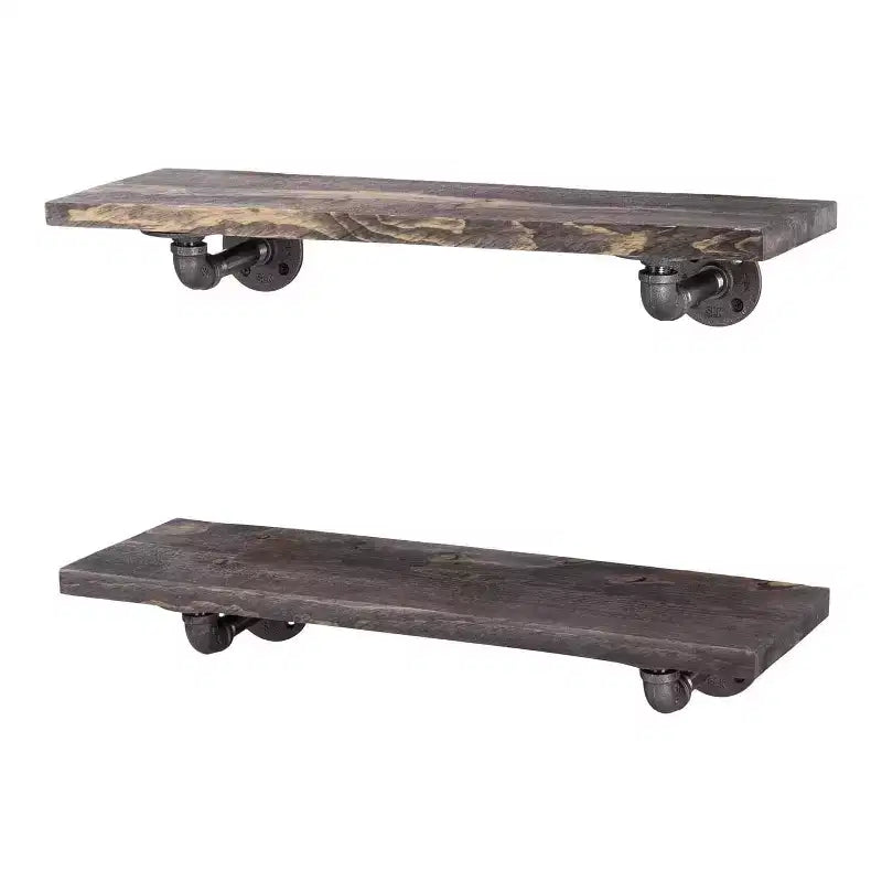 RESTORE Boulder Black 24 in. Shelves with L-Shaped Brackets by Pipe Decor