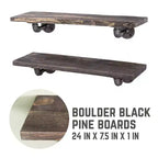 RESTORE Mensole Nere Boulder da 24 pollici con Staffe a L di Pipe Decor