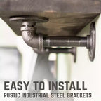 RESTORE Mensole Nere Boulder da 24 pollici con Staffe a L di Pipe Decor
