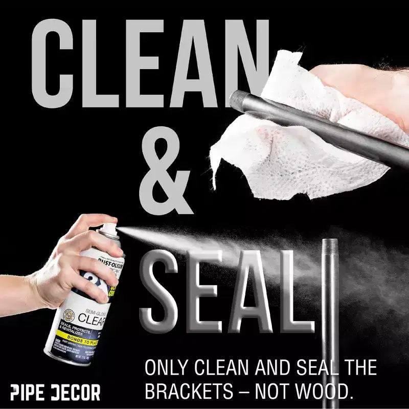 RESTORE Mensole Nere Boulder da 24 pollici con Staffe a L di Pipe Decor