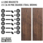 Mensole RESTORE Trail Brown da 91 cm con staffe a L di Pipe Decor