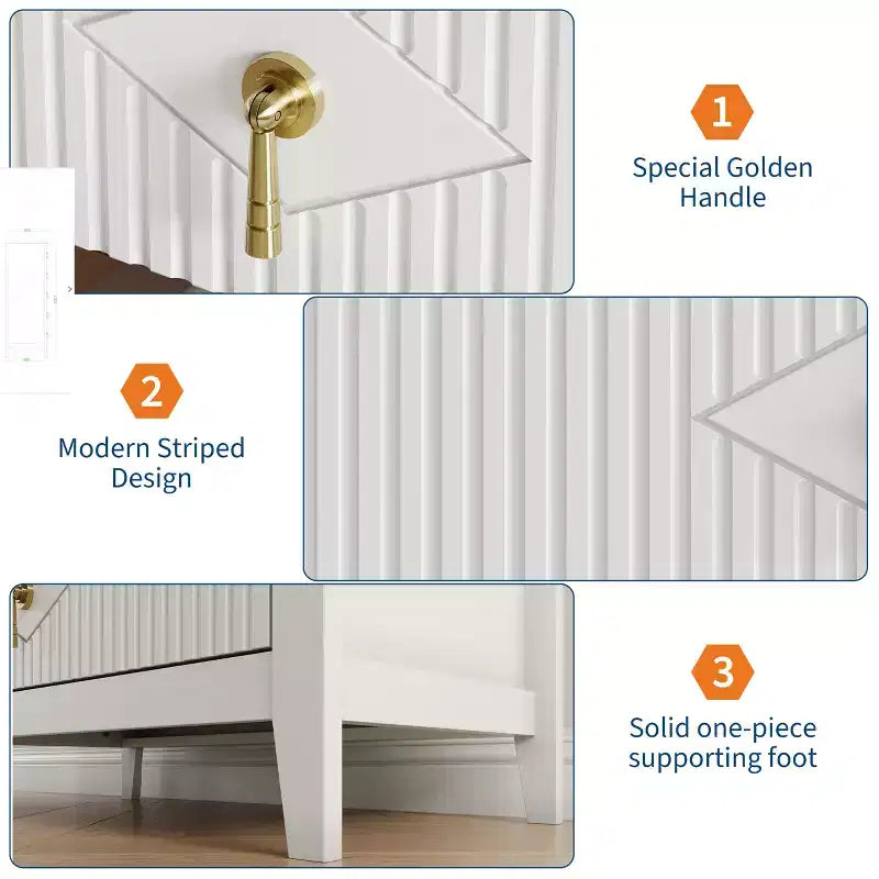 Comò bianco a coste per camera da letto, cassettiera alta 43" a torre con 5 cassetti, cassettiera moderna, unità organizer per armadio, ingresso