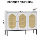 Madia in Rattan a 3 Ante con Ripostiglio, Mobile Organizzatore Porta Scarpe in Legno Indipendente con Ripiano Regolabile, Scarpiera Stretta per Ingresso