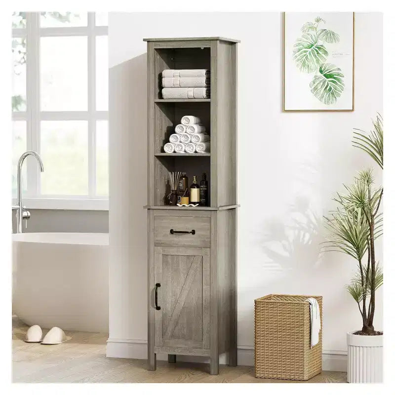 Armadietto da bagno alto, libreria stretta da 160 cm con cassetto per spazi ristretti