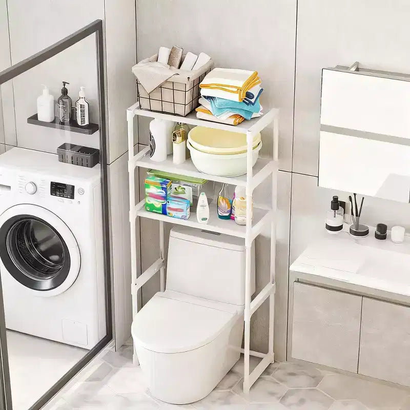 Mobile Salvaspazio sopra il WC, Mensola a 3 Livelli in Metallo per Bagno