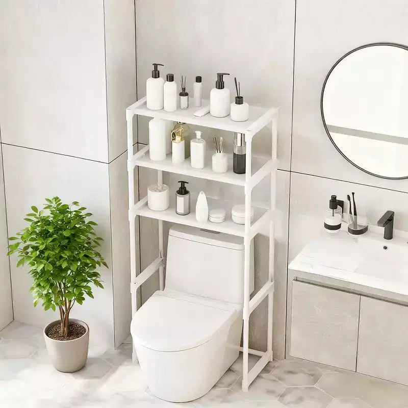 Mobile Salvaspazio sopra il WC, Mensola a 3 Livelli in Metallo per Bagno