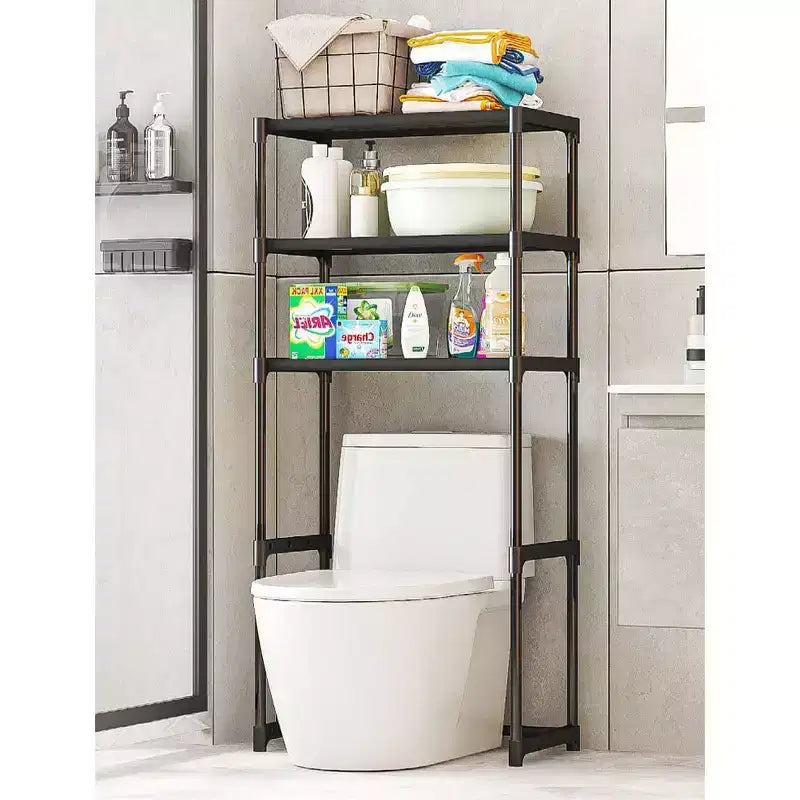 Mobile Salvaspazio sopra il WC, Mensola a 3 Livelli in Metallo per Bagno