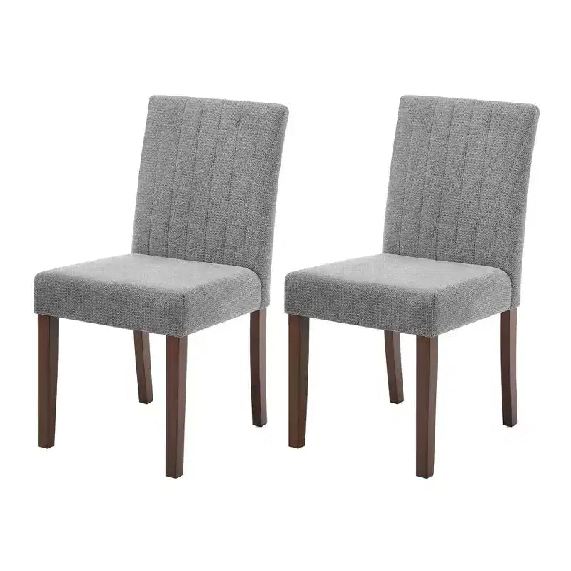 Set di 2 sedie da pranzo, sedie da pranzo imbottite a righe con bottoni, con gambe in legno, sedia da cucina con schienale alto imbottito e piedini regolabili