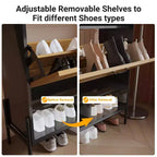 Mobile scarpiera a 2 cassetti TruAIR - Organizzatore per ingresso in rattan stile rustico per 20 paia (indipendente, montaggio senza attrezzi)