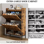 Mobile scarpiera a 2 cassetti TruAIR - Organizzatore per ingresso in rattan stile rustico per 20 paia (indipendente, montaggio senza attrezzi)
