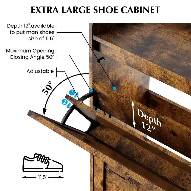 Mobile scarpiera a 2 cassetti TruAIR - Organizzatore per ingresso in rattan stile rustico per 20 paia (indipendente, montaggio senza attrezzi)