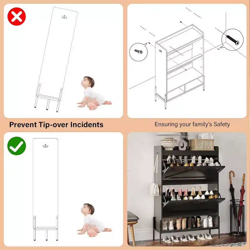 Mobile scarpiera a 2 cassetti TruAIR - Organizzatore per ingresso in rattan stile rustico per 20 paia (indipendente, montaggio senza attrezzi)