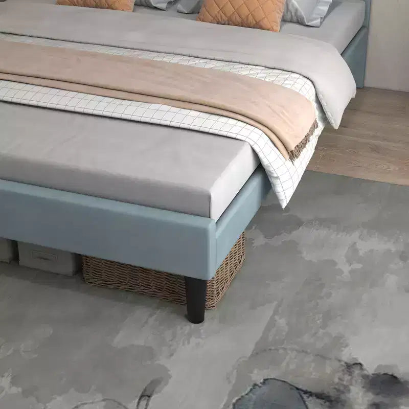 Struttura letto matrimoniale con testiera regolabile in altezza, Struttura letto a piattaforma, Struttura letto imbottita in velluto misto colore