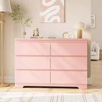 Comò moderno rosa a 6 cassetti, cassettiera semplice per riporre i vestiti in camera da letto, cassettiera doppia in legno per camera da letto, soggiorno