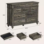 Comò 47" largo a 9 cassetti – Cassettiera stile rustico per camera da letto e soggiorno