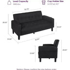 TYBOATLE Divano a 2 posti, divano moderno rivestito in lino, set da 2 pezzi (divanetto e poltrona) con seduta profonda per soggiorno, nero