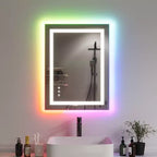 Specchio da bagno, specchio da trucco anti-appannamento con luci che cambiano colore