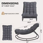 Sedia a dondolo da esterno con cuscini spessi per sonnellino e relax, moderna sedia a dondolo comoda, adatta per soggiorno, patio, cortile, portico