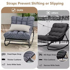 Sedia a dondolo da esterno con cuscini spessi per sonnellino e relax, moderna sedia a dondolo comoda, adatta per soggiorno, patio, cortile, portico