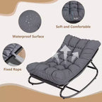 Sedia a dondolo da esterno con cuscini spessi per sonnellino e relax, moderna sedia a dondolo comoda, adatta per soggiorno, patio, cortile, portico