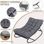Sedia a dondolo da esterno con cuscini spessi per sonnellino e relax, moderna sedia a dondolo comoda, adatta per soggiorno, patio, cortile, portico