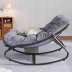 Sedia a dondolo da esterno con cuscini spessi per sonnellino e relax, moderna sedia a dondolo comoda, adatta per soggiorno, patio, cortile, portico