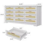Cassettiera COZONY a 12 cassetti, comò moderno largo 160 cm con maniglie in legno, contenitore per camera da letto e mobile porta TV per soggiorno, corridoio