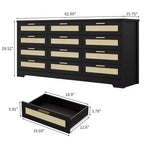 Cassettiera COZONY a 12 cassetti, comò moderno largo 160 cm con maniglie in legno, contenitore per camera da letto e mobile porta TV per soggiorno, corridoio