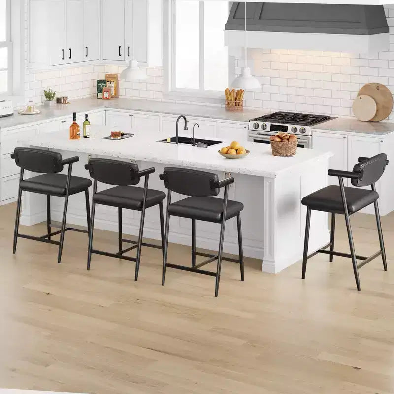 Sgabelli da bar TruAIR 26, set da 2 - Sgabelli da bancone moderni imbottiti con braccioli e schienale per isola cucina