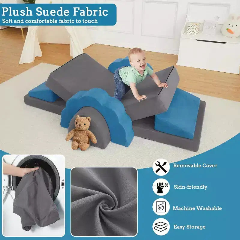 Divano Gioco Modulare per Bambini a 11 Pezzi, Divano Sezionale per Bambini, Divano in Schiuma Convertibile per Sala Giochi e Camera da Letto