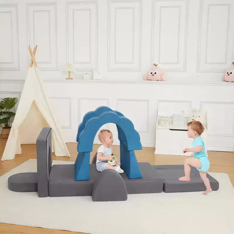 Divano Gioco Modulare per Bambini a 11 Pezzi, Divano Sezionale per Bambini, Divano in Schiuma Convertibile per Sala Giochi e Camera da Letto