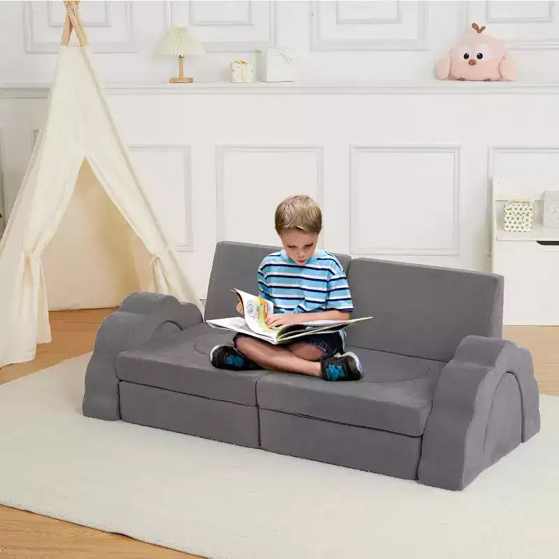 Divano Gioco Modulare per Bambini a 11 Pezzi, Divano Sezionale per Bambini, Divano in Schiuma Convertibile per Sala Giochi e Camera da Letto