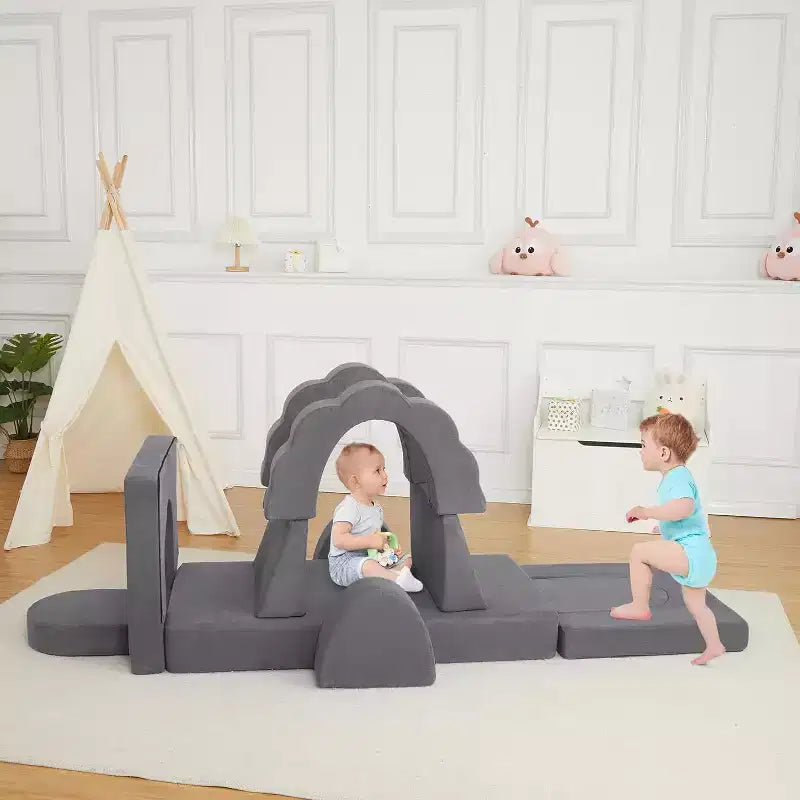Divano Gioco Modulare per Bambini a 11 Pezzi, Divano Sezionale per Bambini, Divano in Schiuma Convertibile per Sala Giochi e Camera da Letto