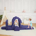 Divano Gioco Modulare per Bambini a 11 Pezzi, Divano Sezionale per Bambini, Divano in Schiuma Convertibile per Sala Giochi e Camera da Letto