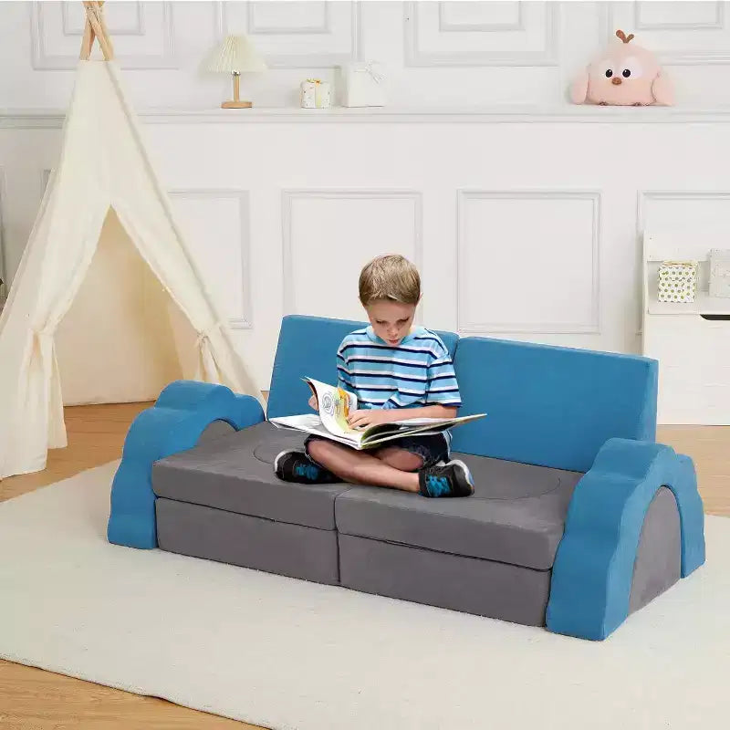 Divano Gioco Modulare per Bambini a 11 Pezzi, Divano Sezionale per Bambini, Divano in Schiuma Convertibile per Sala Giochi e Camera da Letto