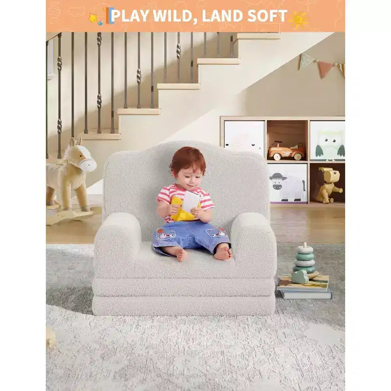 Divano pieghevole 2 in 1 per bambini GustoWave, comoda poltrona per bambini, divano convertibile in lettino, mobili per bambini per la sala giochi