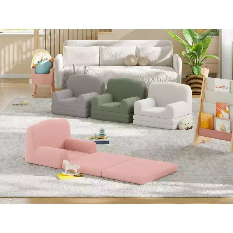 Divano pieghevole 2 in 1 per bambini GustoWave, comoda poltrona per bambini, divano convertibile in lettino, mobili per bambini per la sala giochi
