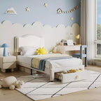 Struttura letto per bambini Acekool imbottita con testiera e cassetto portaoggetti, velluto