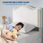 Struttura letto per bambini Acekool imbottita con testiera e cassetto portaoggetti, velluto